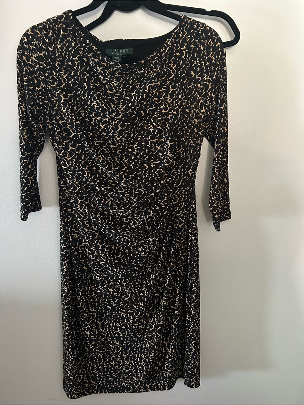 Ralph Lauren Black and Gold Ruched Midi Dress - Picture 2 of 7